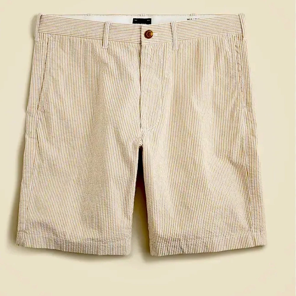 J. CREW MEN'S TAN & WHITE SEERSUCKER SHORTS Cotton Preppy SIZE 32